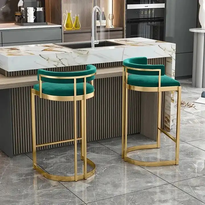 zielone krzesło barowe glamour